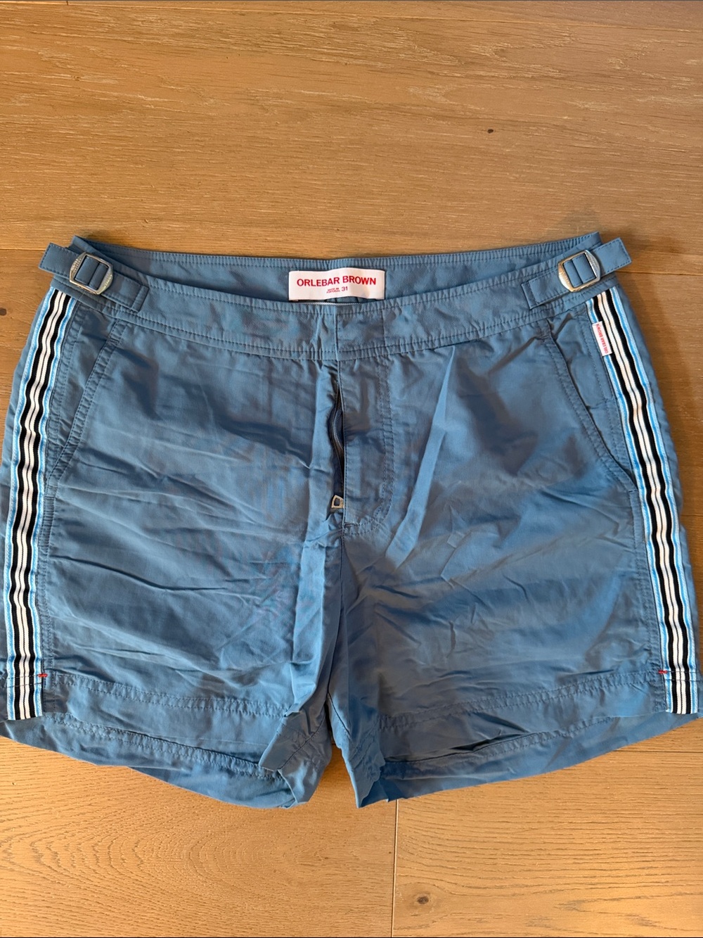 Orlebar Brown Blue Men’s Swim Shorts with Side Stripes 31 Setter